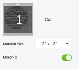 Mirror your iron on vinyl in Cricut Design Space