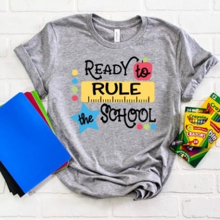 Gray t-shirt with the saying Ready to Rule the School