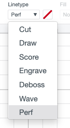 Use the dropdown to select Perf for perforation