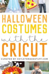 Images of Halloween Costumes with the Cricut advertised by HEYLETSMAKESTUFF.COM