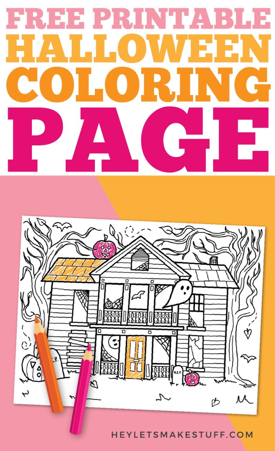 Halloween coloring page pin image