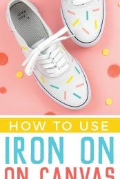 The new Cricut EasyPress Mini makes it easy to make projects like these sprinkle iron on shoes! The small pressing plate and even heating work great on curved surfaces and over seams.