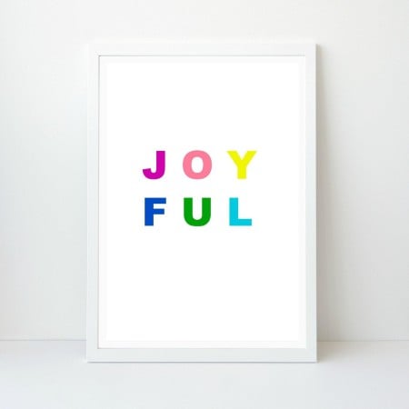 Joyful Holiday Wall Art, Colorful Bright Christmas Art, Printable Print, Instant Download