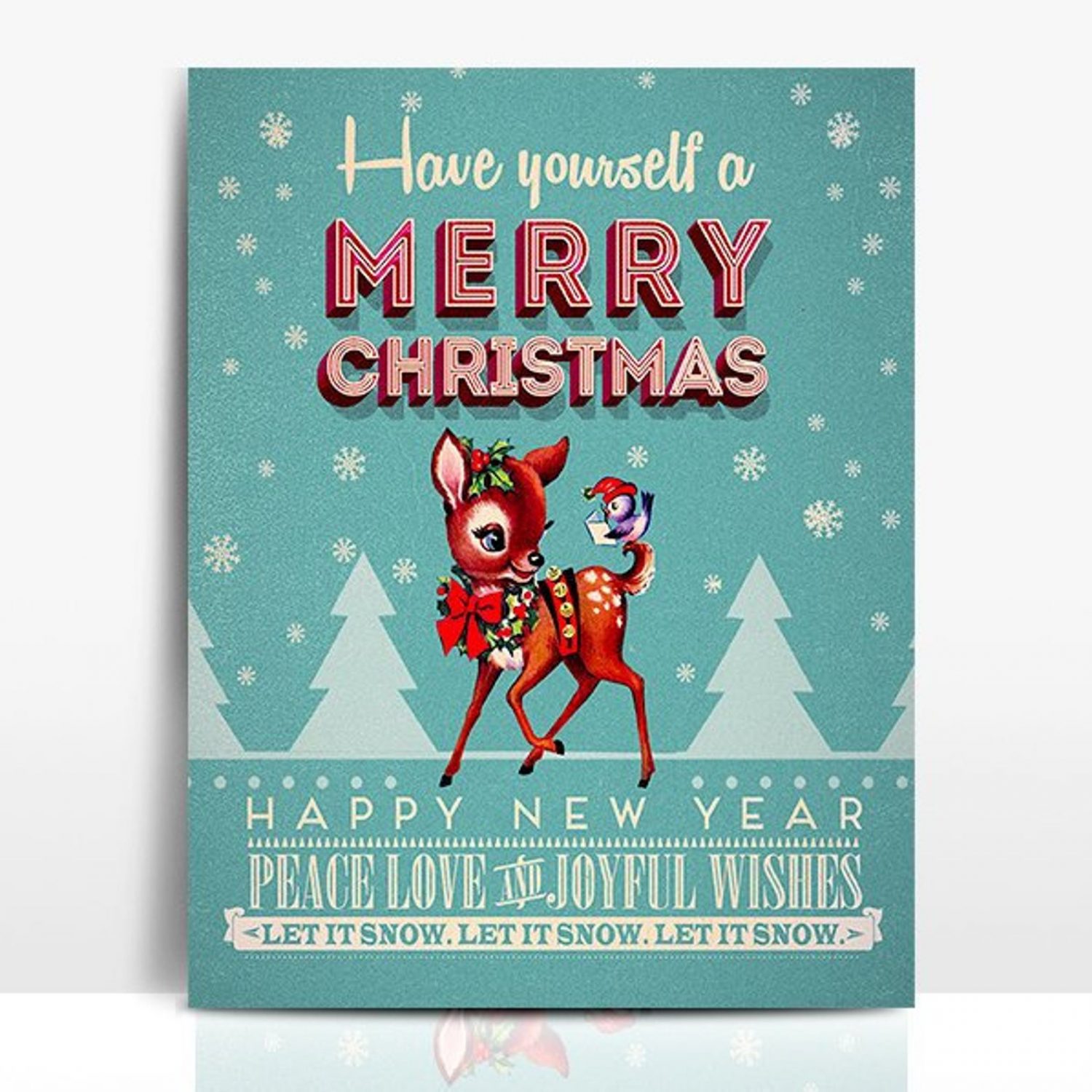 Have Yourself A Merry Christmas-Vintage Reindeer Print, Retro Xmas, Holiday Art, Christmas Wall Decor, Winter, Vintage Style, Wall Art, Gift