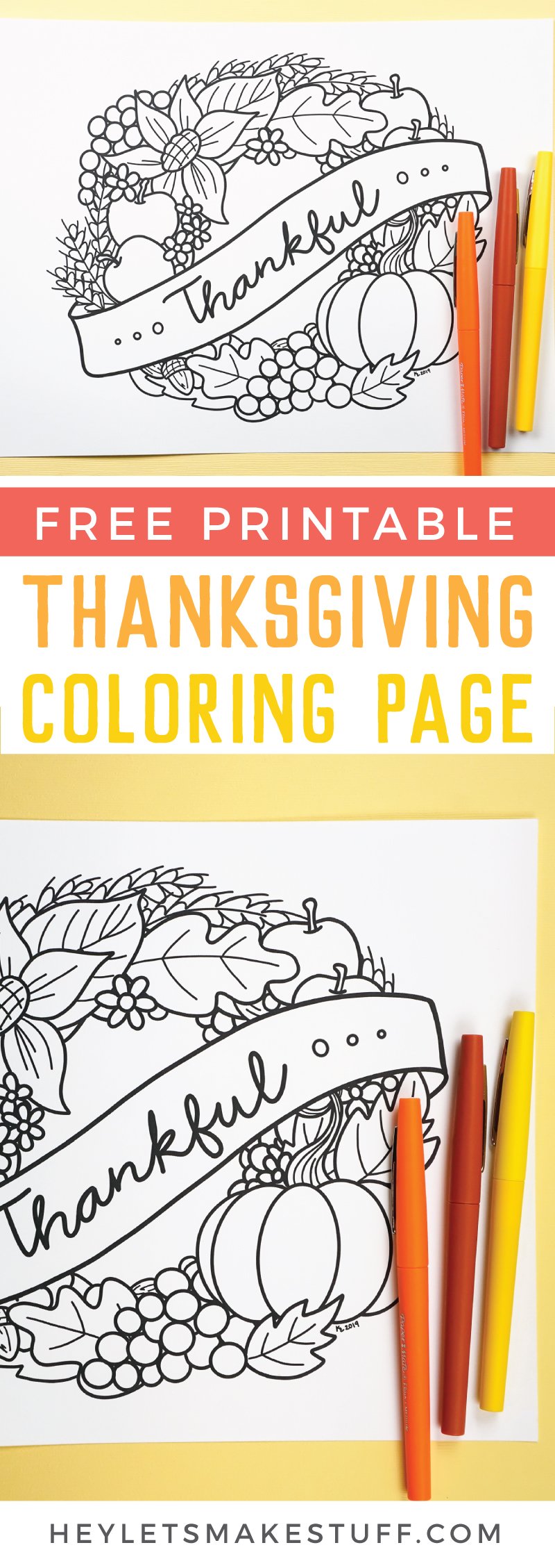 Free Printable Thanksgiving Coloring Page - Hey, Let's Make Stuff