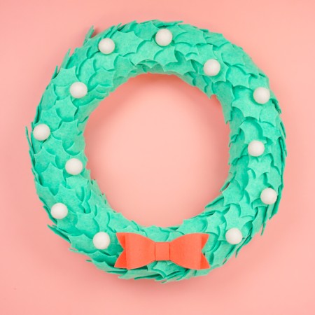 Close up of a Wreath made from felt