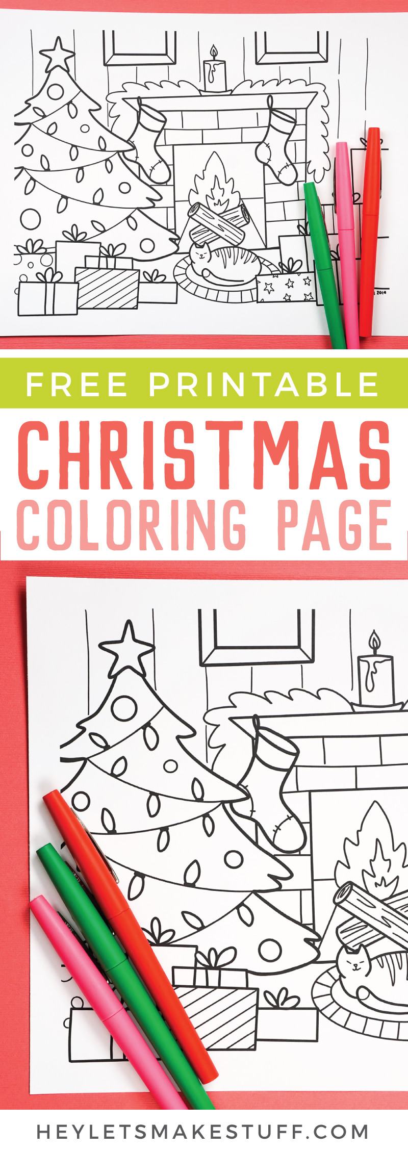 Free Printable Christmas Coloring Page - Hey, Let's Make Stuff