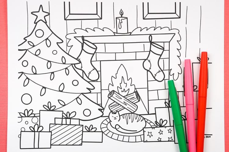 free printable christmas coloring page  hey let's make stuff