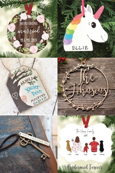 Personalized Christmas ornaments from Etsy