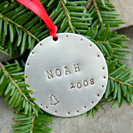 Stamped metal ornament by White Lilie Designs