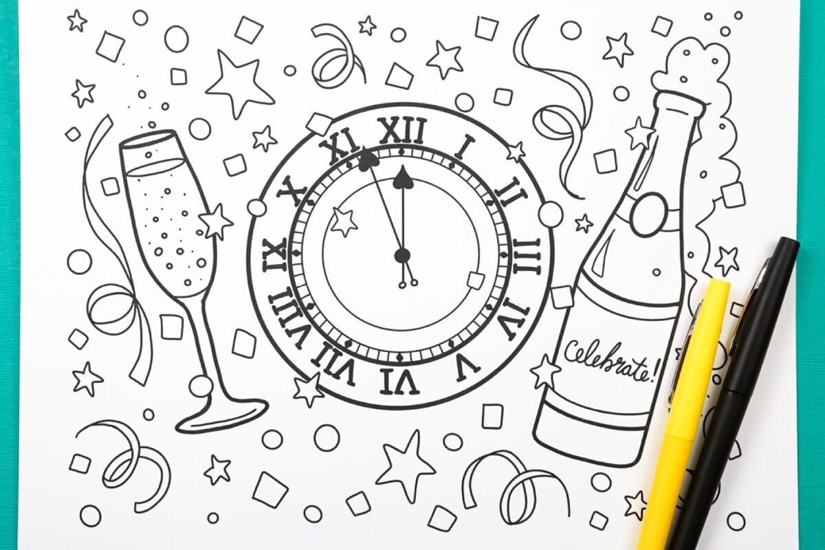 Free Printable New Year's Eve Coloring Page Hey, Let's Make Stuff