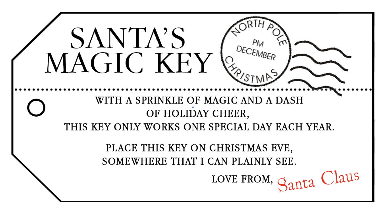 Santa Key Free Printable so Santa Can Enter A Home without A Chimney