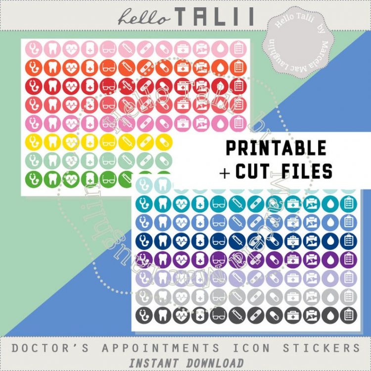 Hello Talii Printables - Health Icons
