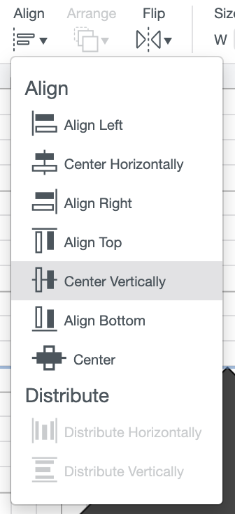 Center the two shapes vertically