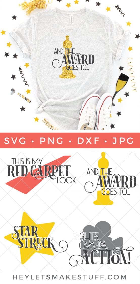 Grab these four cut files as part of our Oscars SVG bundle to get red-carpet ready for the biggest award show of the year!