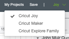 Select Cricut Joy as your machine in the dropdown menu of Design Space