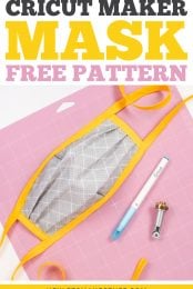 This free Cricut N95 Mask Cover pattern is designed to go over an N95 respirator mask. Make it easily by marking and cutting the pattern with your Cricut Maker's rotary blade.