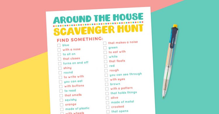 Around the House scavenger hunt printable