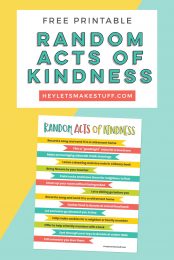 Teach your kids how to love on others with these random acts of kindness ideas. Grab this free printable and complete this list with your kids so they can learn how spread kindness!