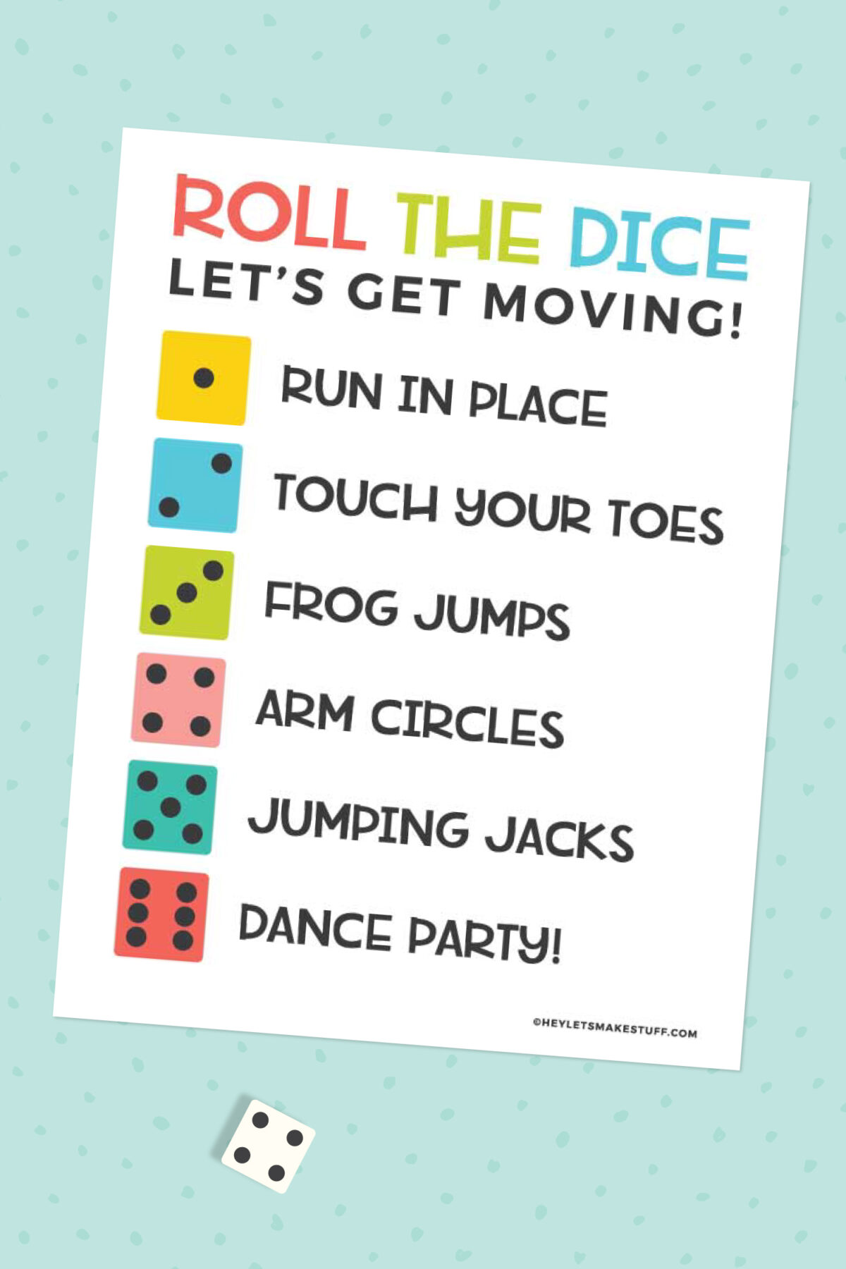 Printable Roll The Dice Exercise Game For Kids Hey Let s Make Stuff