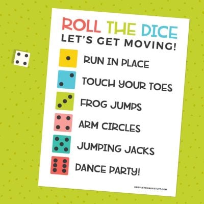 Printable Roll the Dice Exercise Game for Kids - Hey Let's Make Stuff