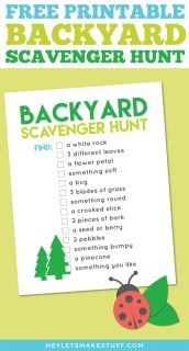 Printable Back Yard Scavenger Hunt - Hey, Let's Make Stuff