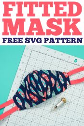 Make sewing a fitted mask pattern easier by cutting in your Cricut Maker! Get the free SVG to make this easy-to-sew fitted mask with ties or elastic.