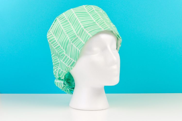 Scrub cap pattern made with the Cricut Maker on a foam head