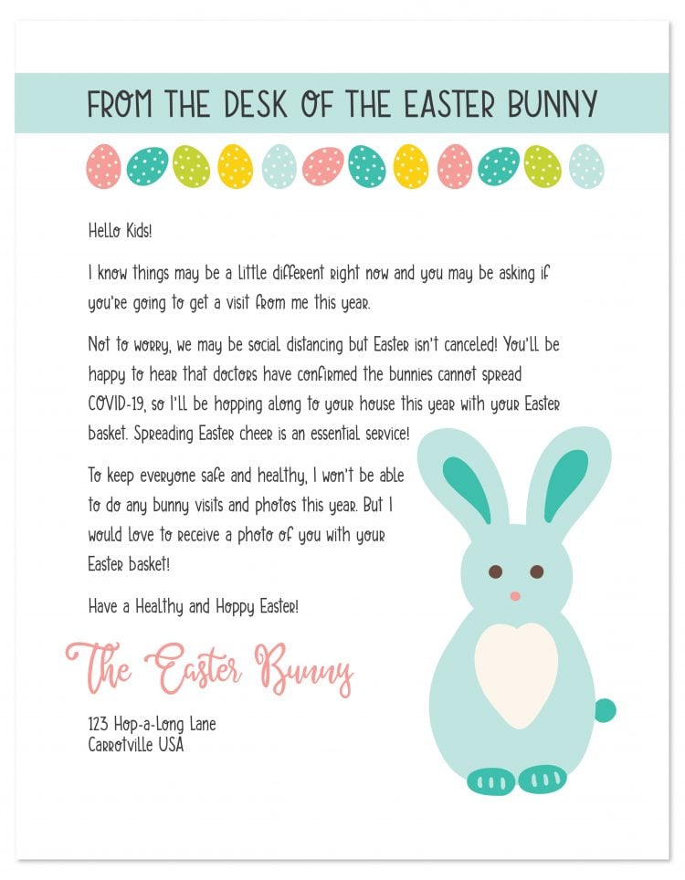 Printable Easter Bunny Letter During COVID-19 - Hey, Let's Make Stuff