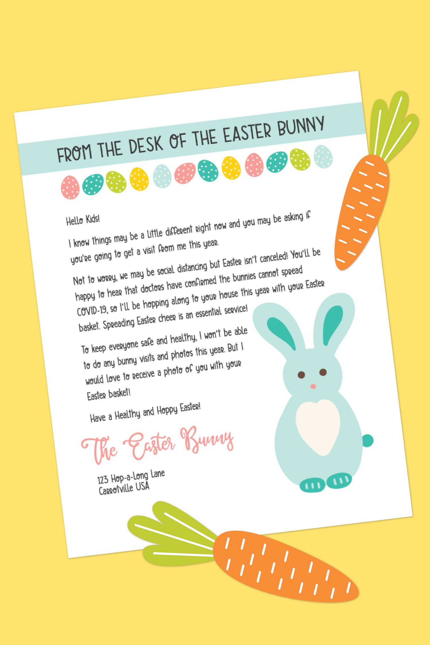 Printable Easter Bunny Letter During COVID19 Hey, Let's Make Stuff