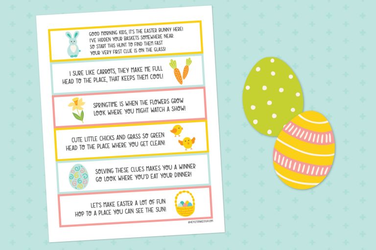 Easter Scavenger Hunt with Free Printable Clues | Find the Easter Basket!