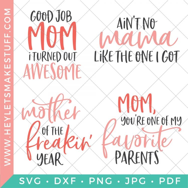 Four images in this Mother's Day SVG Bundle