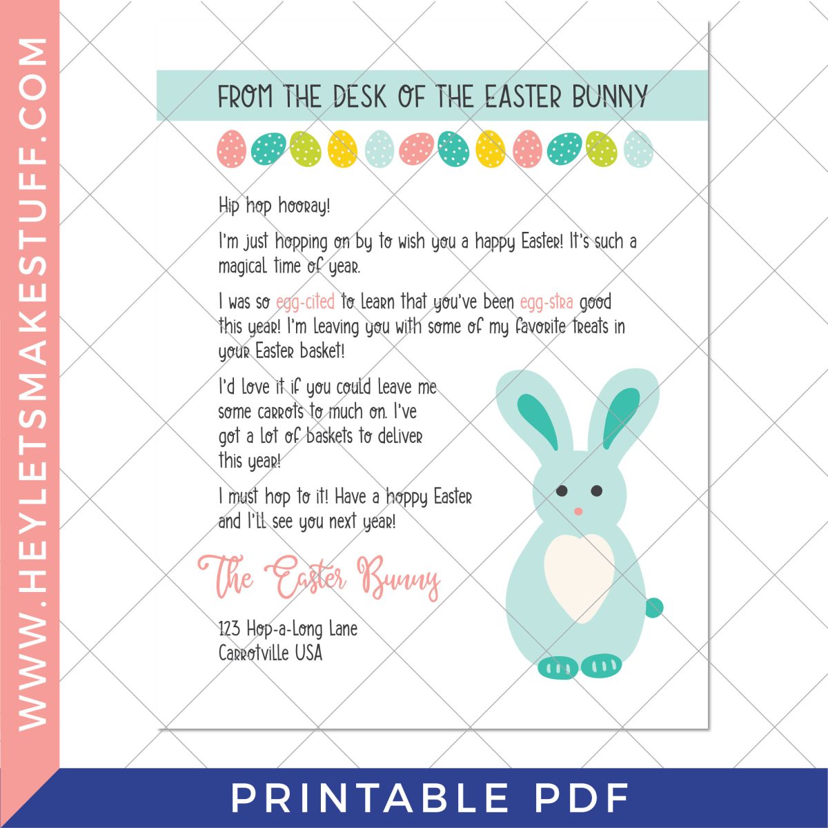 Printable Easter Bunny Letter