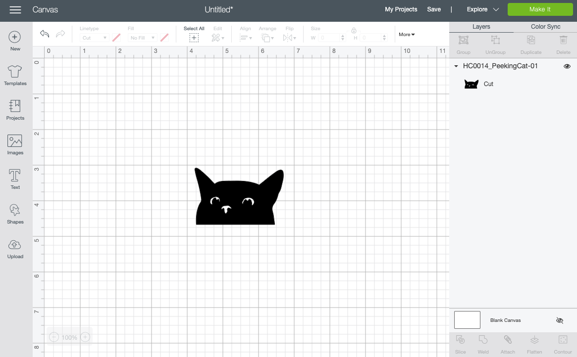 Cat image in Cricut Design Space