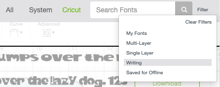 Cricut Design Space: Selecting writing-style fonts