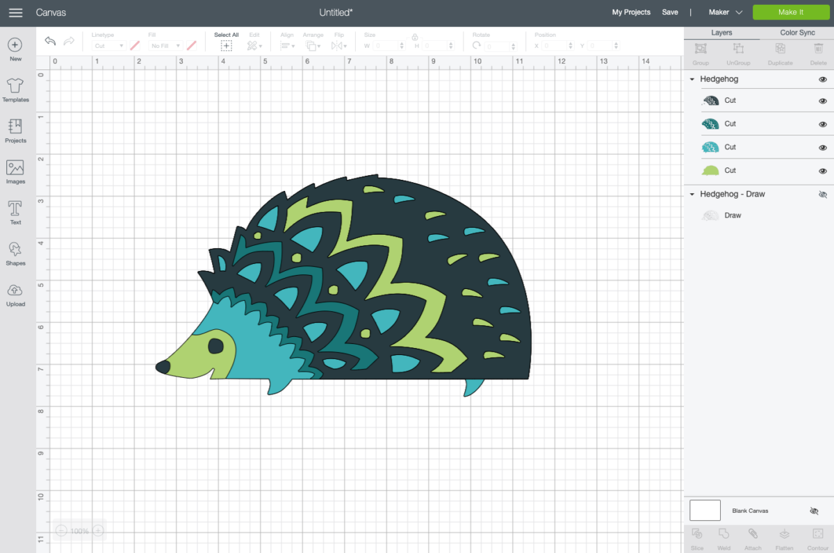 Cricut Design Space: Cut file for the same hedgehog