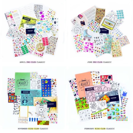 Collage of Pipsticks Sticker Subscription Boxes