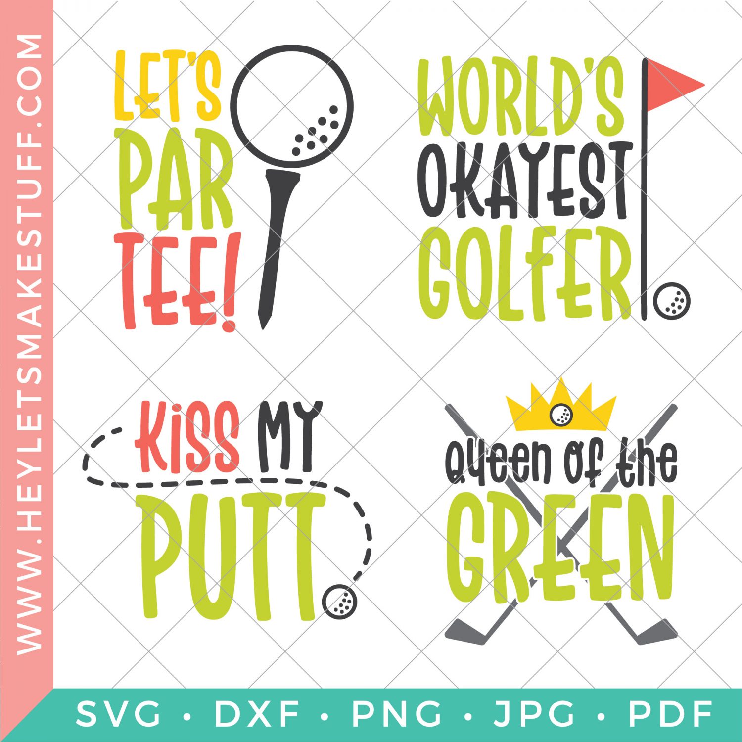 Four files in the funny golf SVG bundle