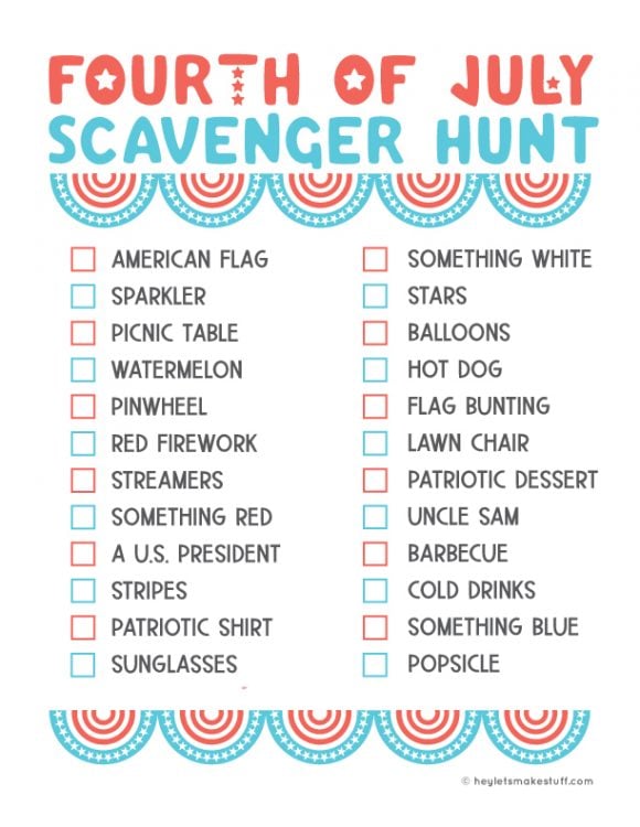 Printable 4th of July Scavenger Hunt - Hey Let's Make Stuff