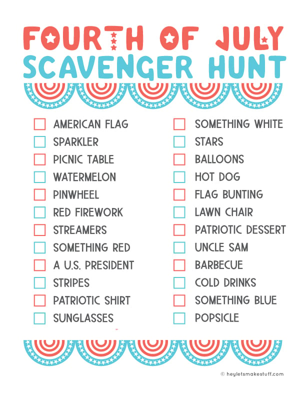 4th of July scavenger hunt