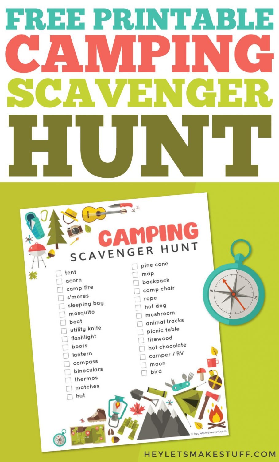 camping scavenger hunt pin image