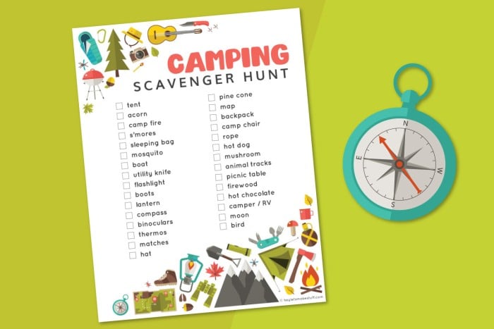 Free Printable Camping Scavenger Hunt - Hey Let's Make Stuff