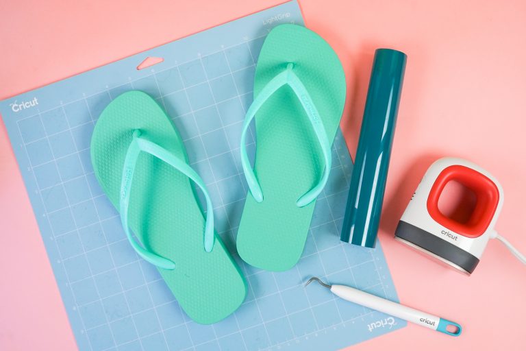 How to Make Cricut Flip Flops with Iron On Vinyl - Hey, Let's Make Stuff