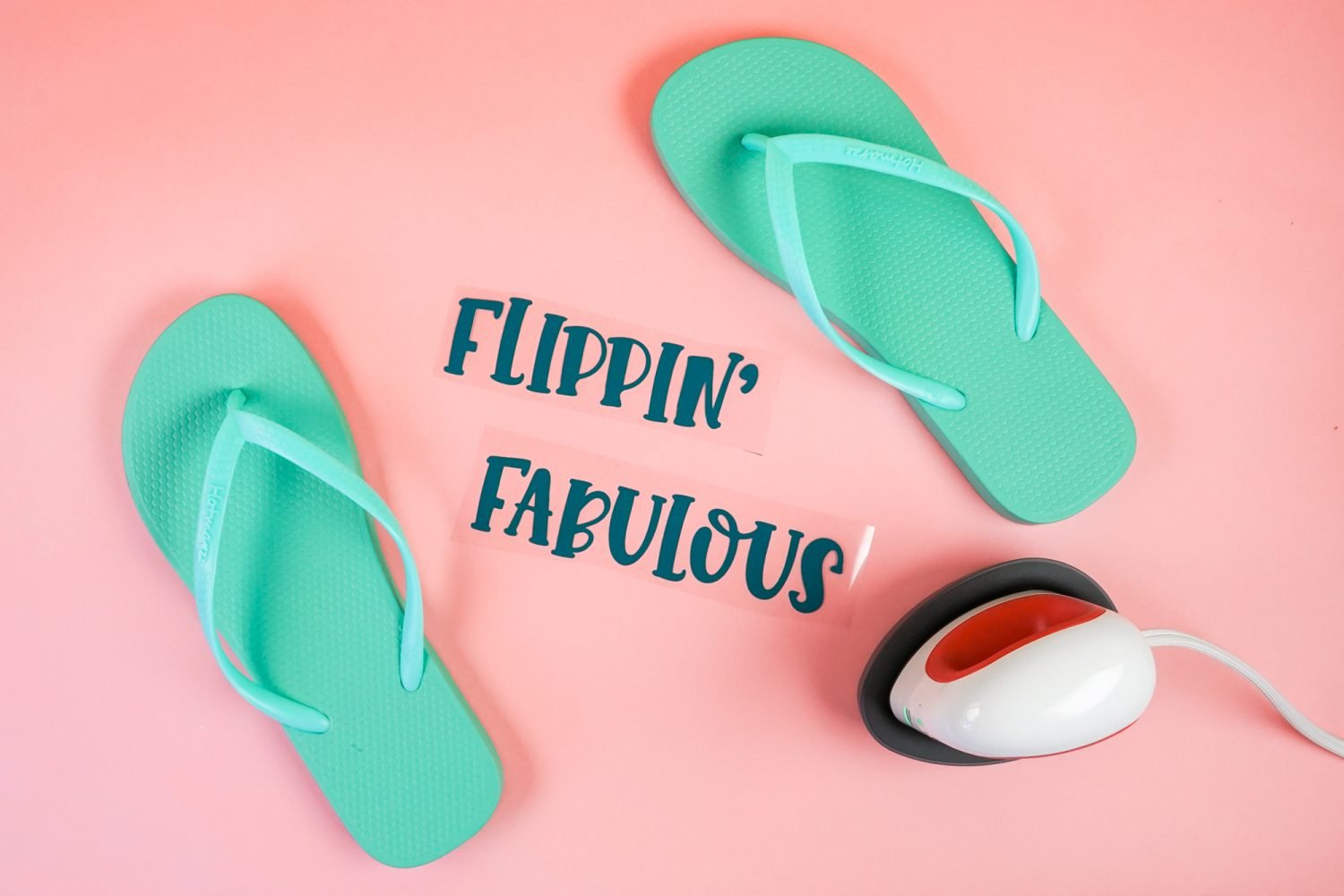 Flip flops with HTV cut and weeded
