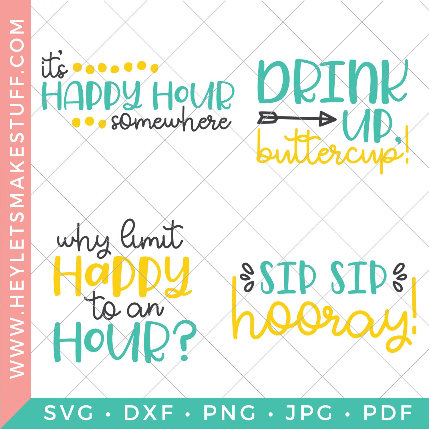 set of four happy hour SVGs