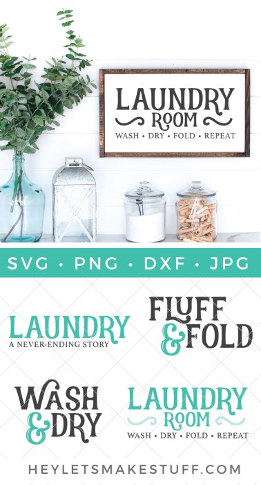 Four Pretty Laundry Room SVG Files - Hey Let's Make Stuff