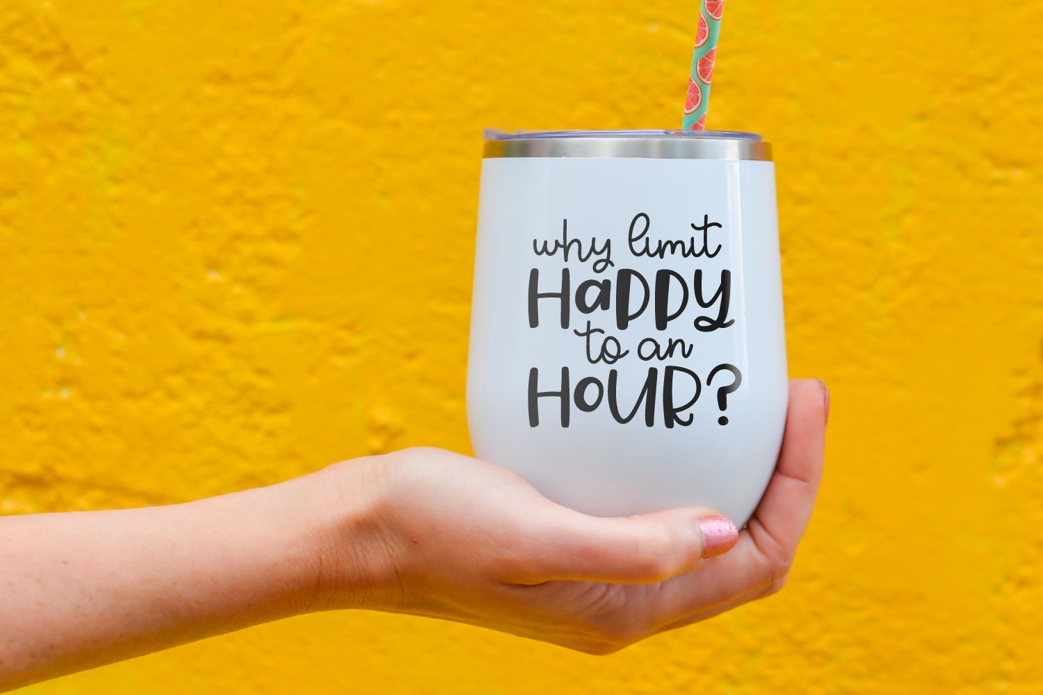 Happy hour SVG on drink tumbler