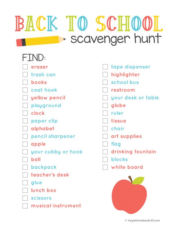 Free Printable School Scavenger Hunt for the Classroom