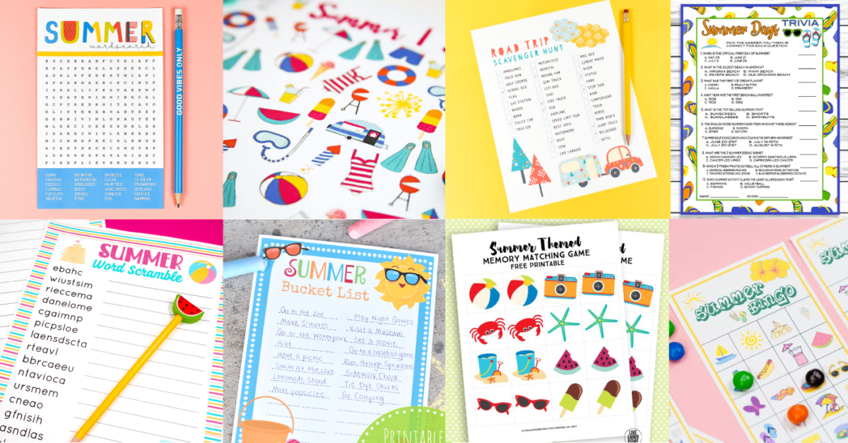 20 Printable Summer Games to Keep you Cool - Hey Let's Make Stuff