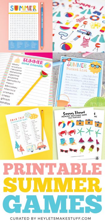 20 Printable Summer Games to Keep you Cool - Hey Let's Make Stuff